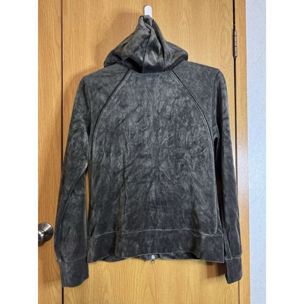 NWT NIKE Velvet Velour Hoodie Dark Gray Green Full Zip Y2K 90's Streetwear M